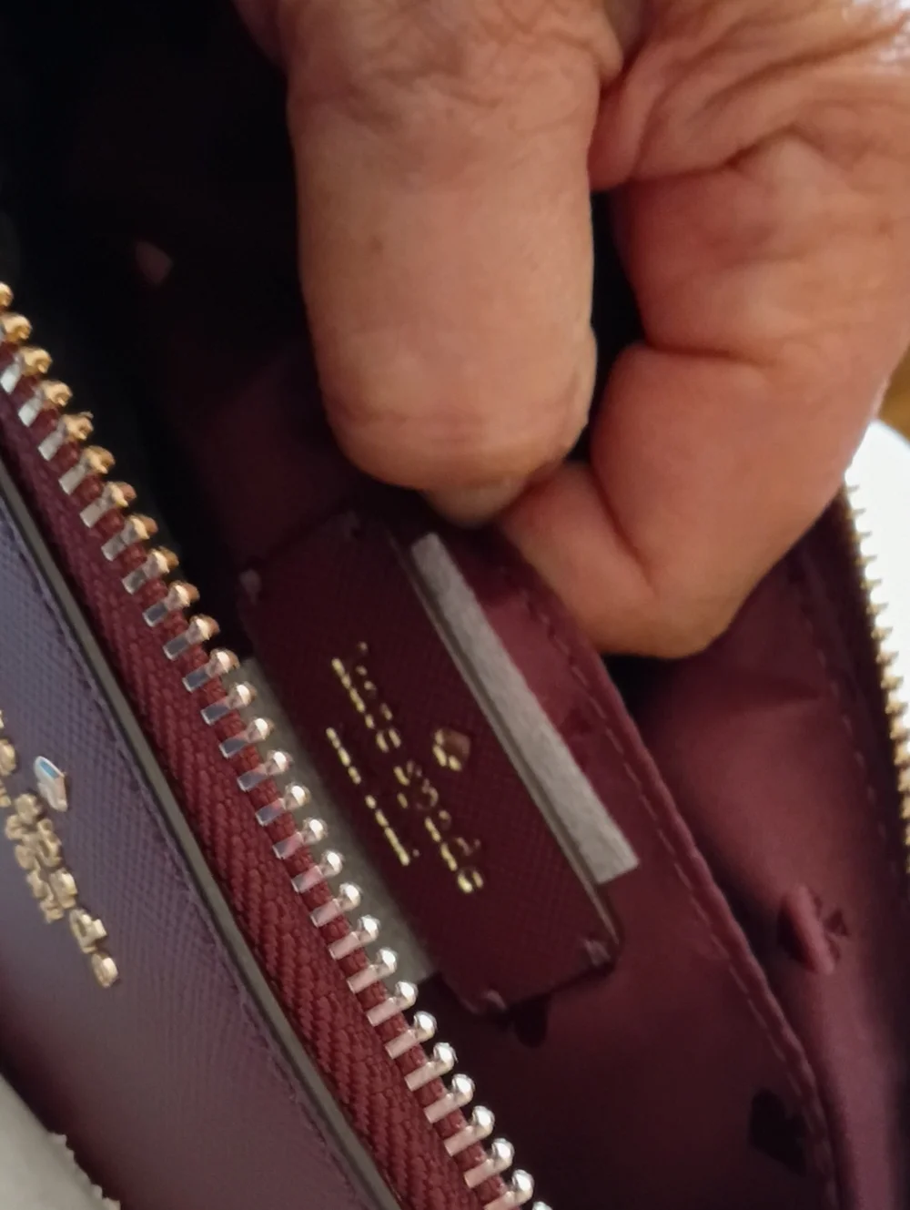 KATE SPADE burgundy crossbody w/ pink glitter panel NEW WITH TAGS $279 Nordstrom